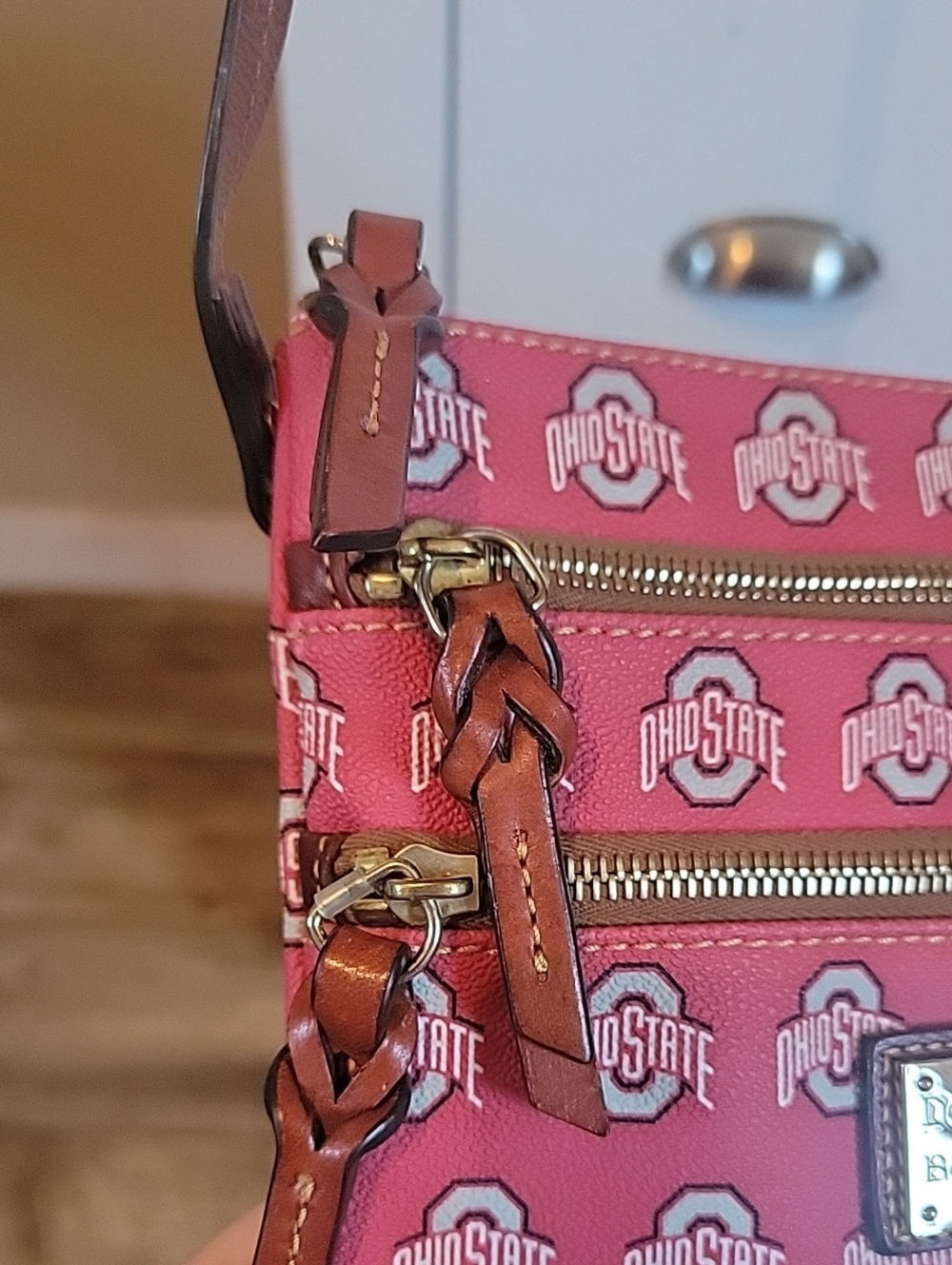 Dooney & Bourke Pink Ohio State University Triple Zip Crossbody - Picture 5 of 15